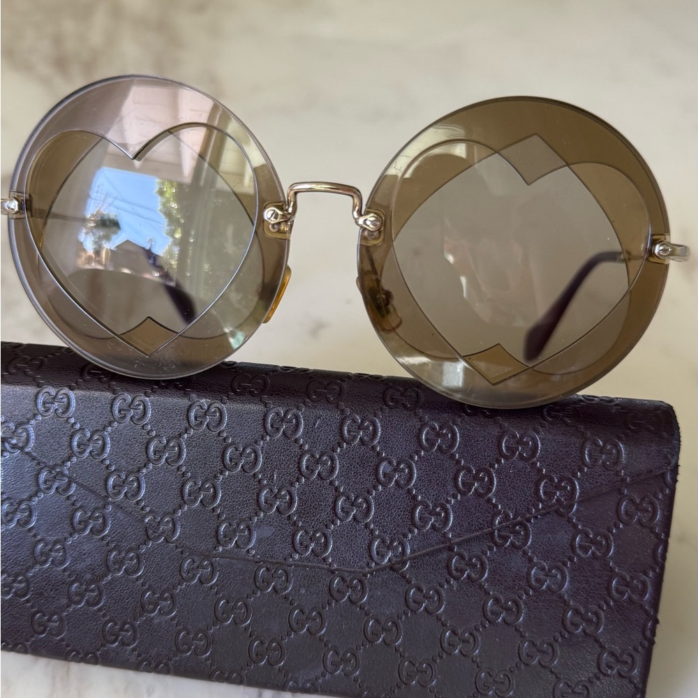 Miu Miu Gold Heart-Shaped Sunglasses
